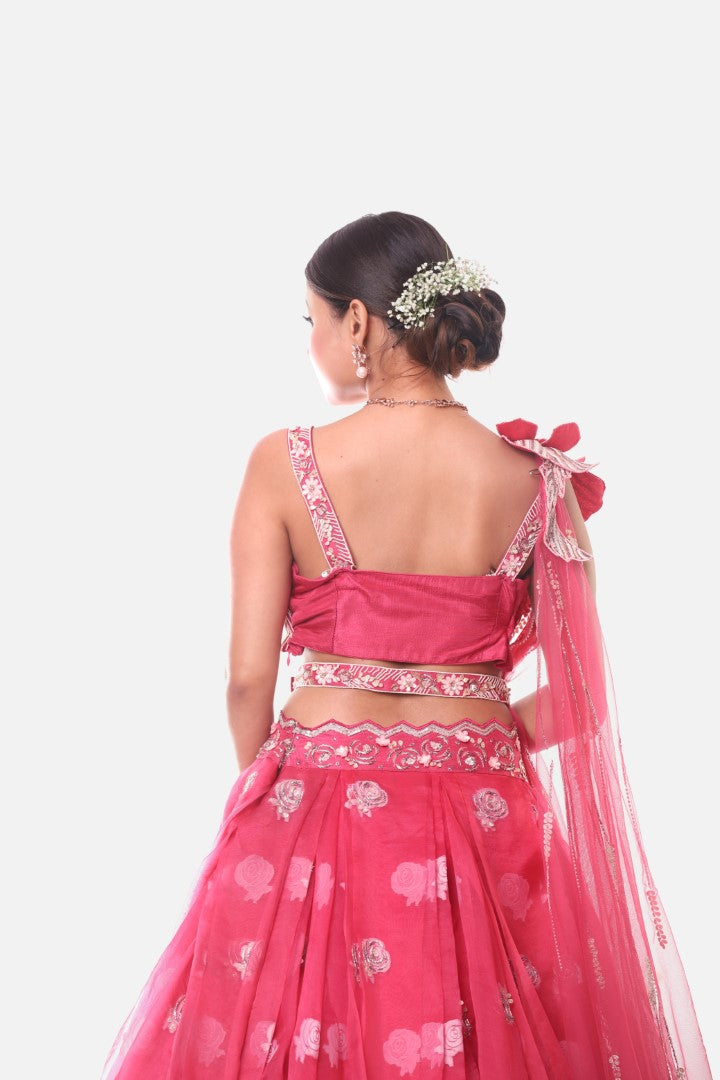 Cherry Red Lehenga Set