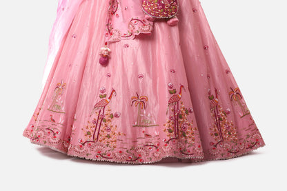 Pink Tissue Lehenga