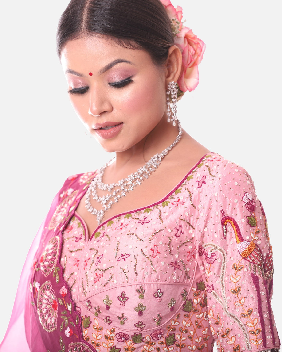 Pink Tissue Lehenga