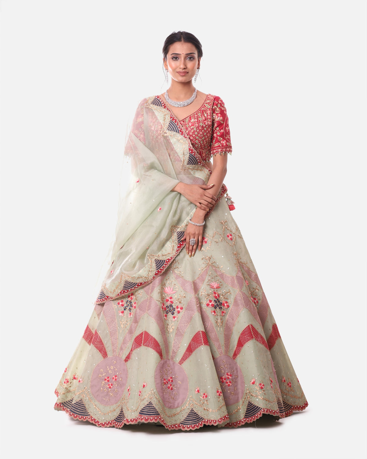 Pista green lehenga set