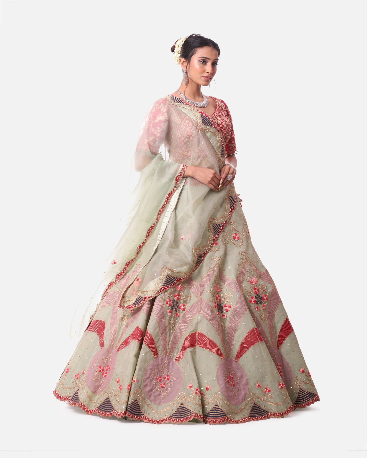 Pista green lehenga set