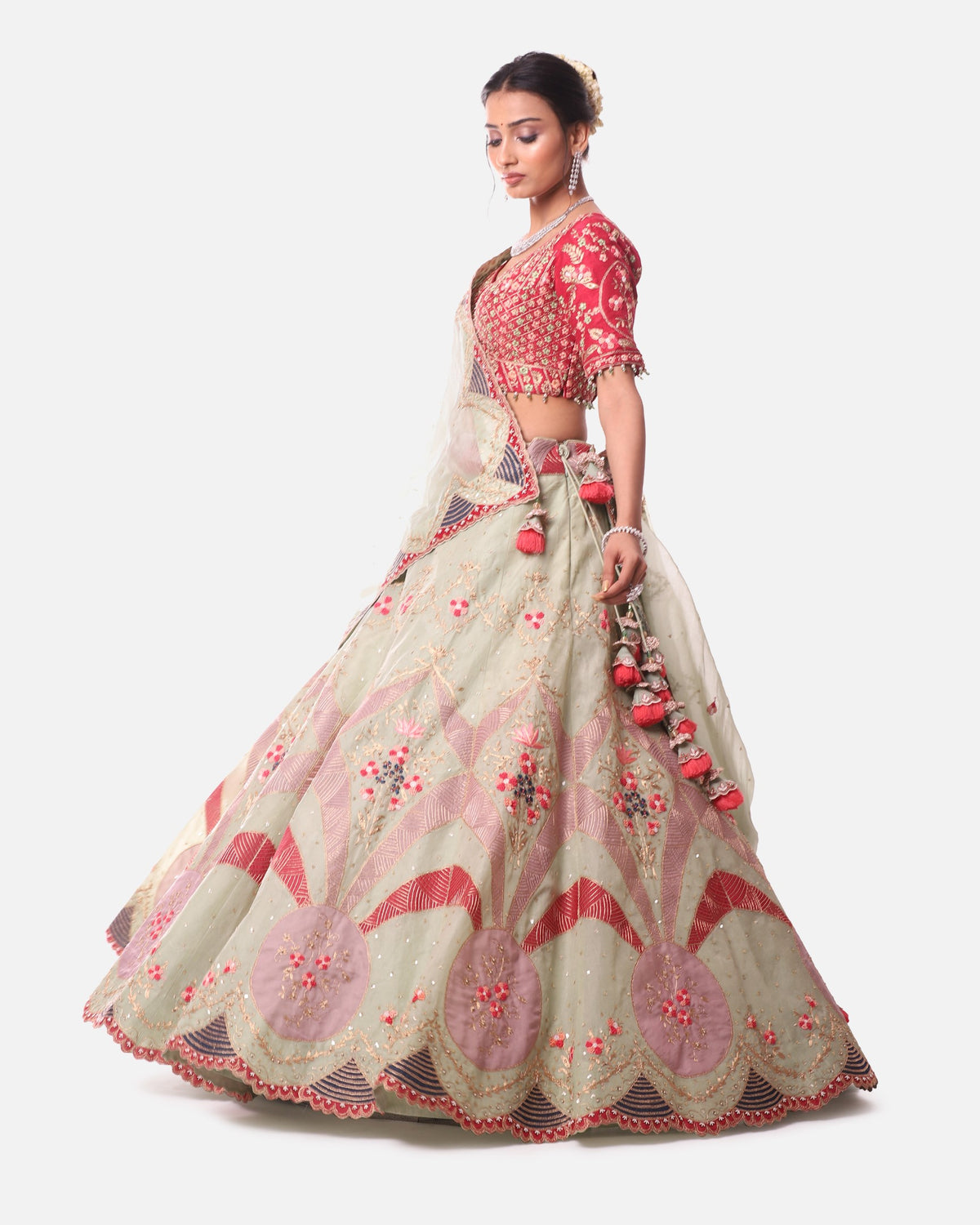 Pista green lehenga set