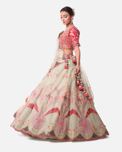 Pista green lehenga set