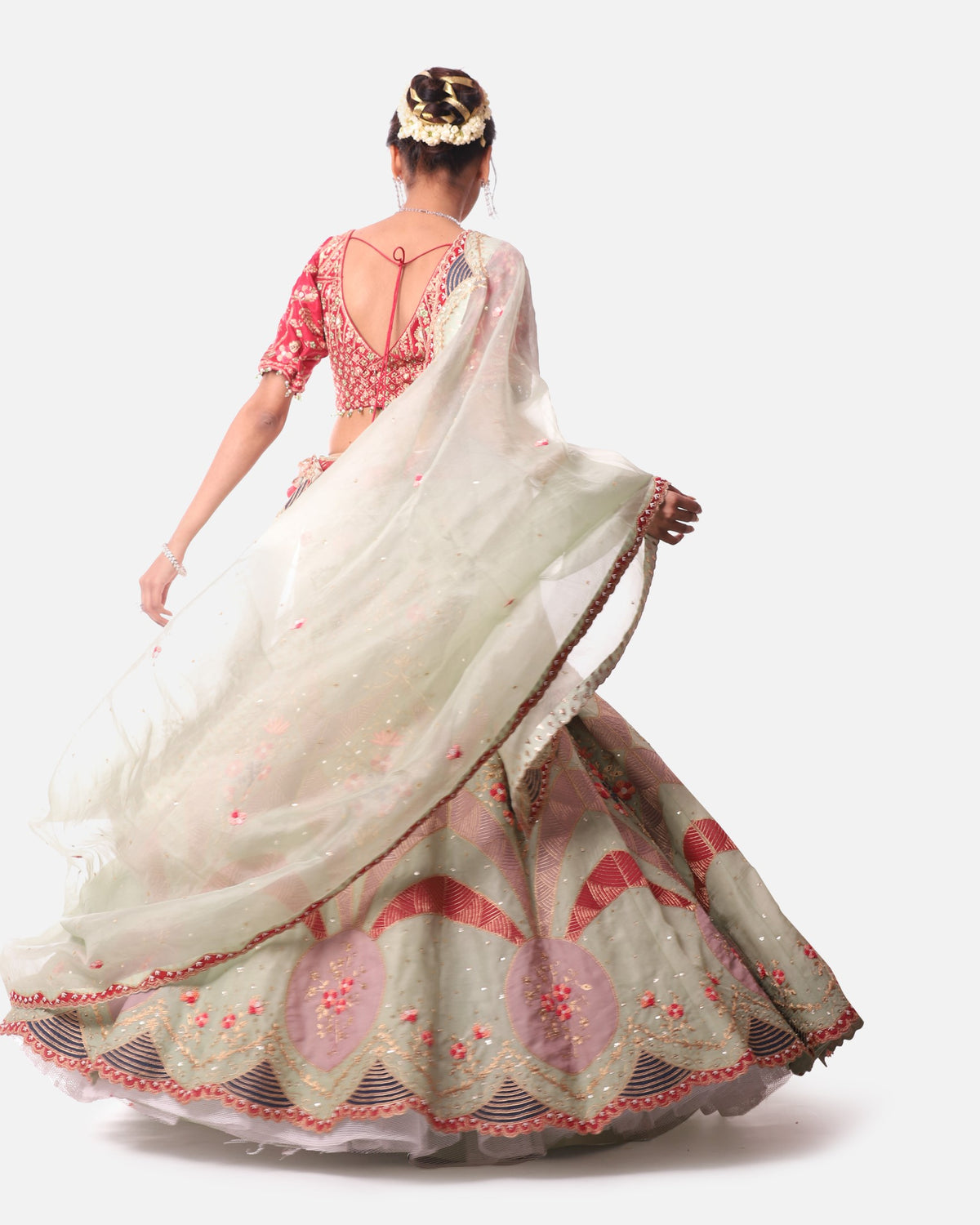 Pista green lehenga set