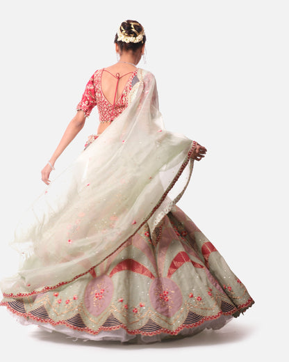 Pista green lehenga set