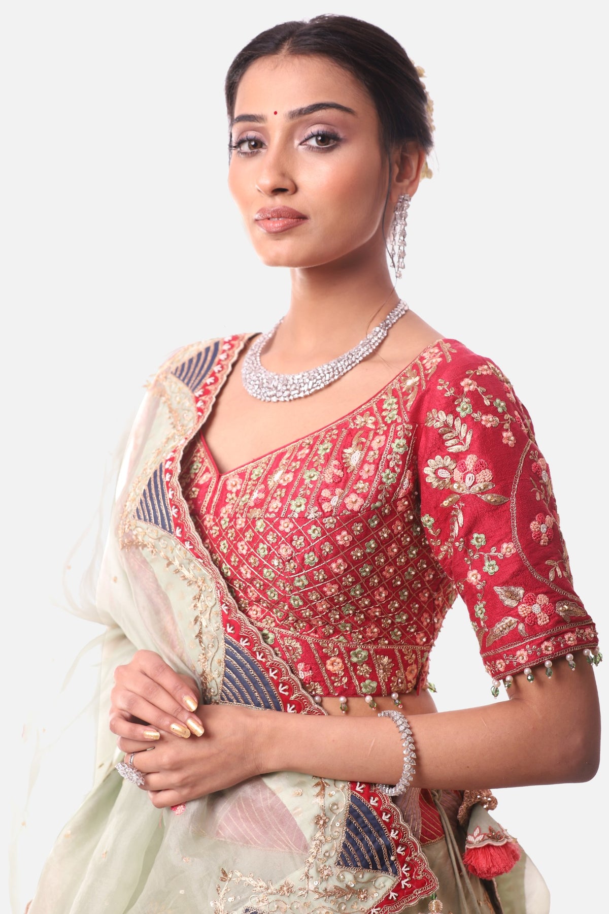 Pista green lehenga set