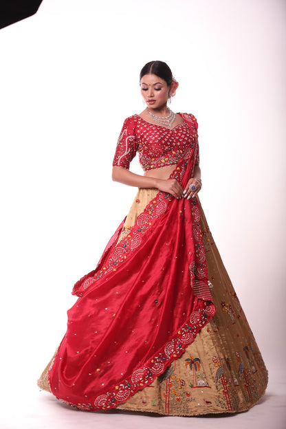 Golden Tissue Lehenga Set