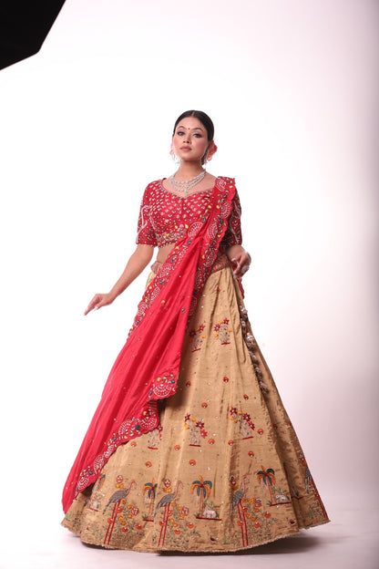 Golden Tissue Lehenga Set