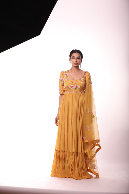 Mustard Yellow Anarkali