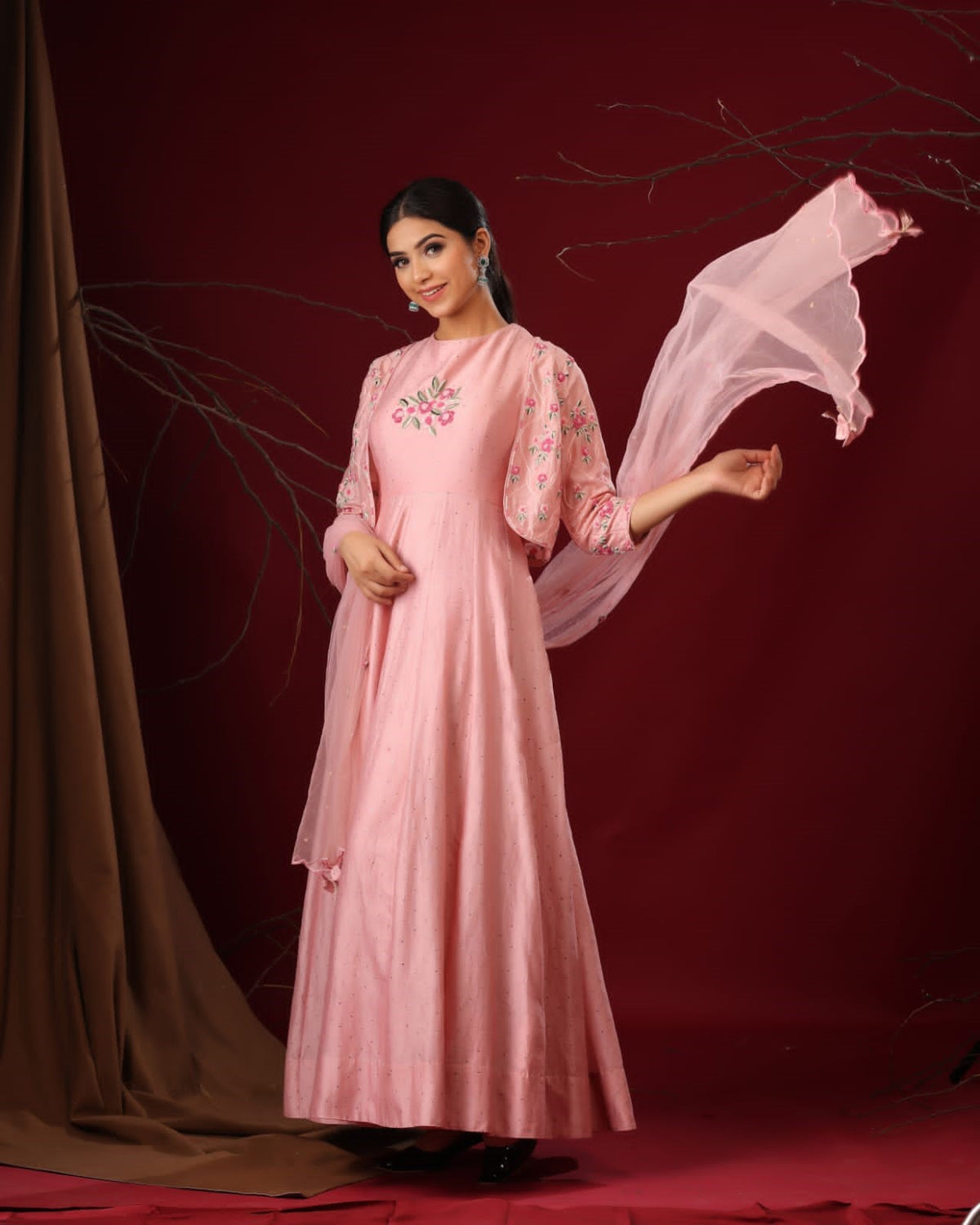 Pastel pink short anarkali