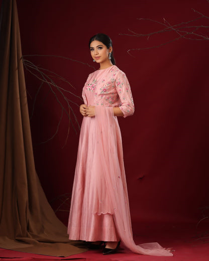 Pastel pink short anarkali