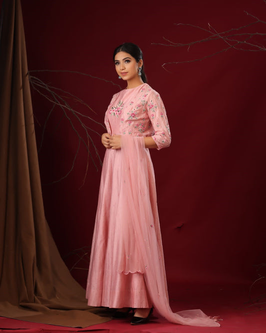 Pastel pink short anarkali