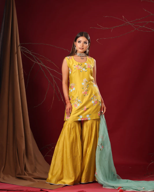 Yellow sharara set
