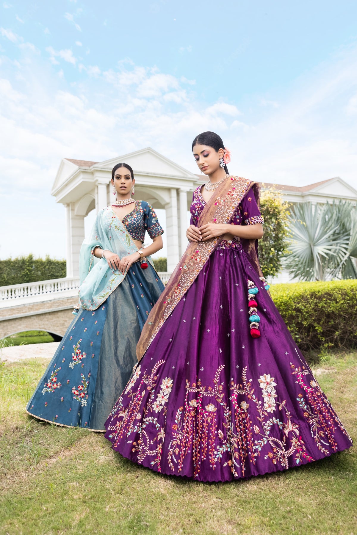Blue Tissue Lehenga