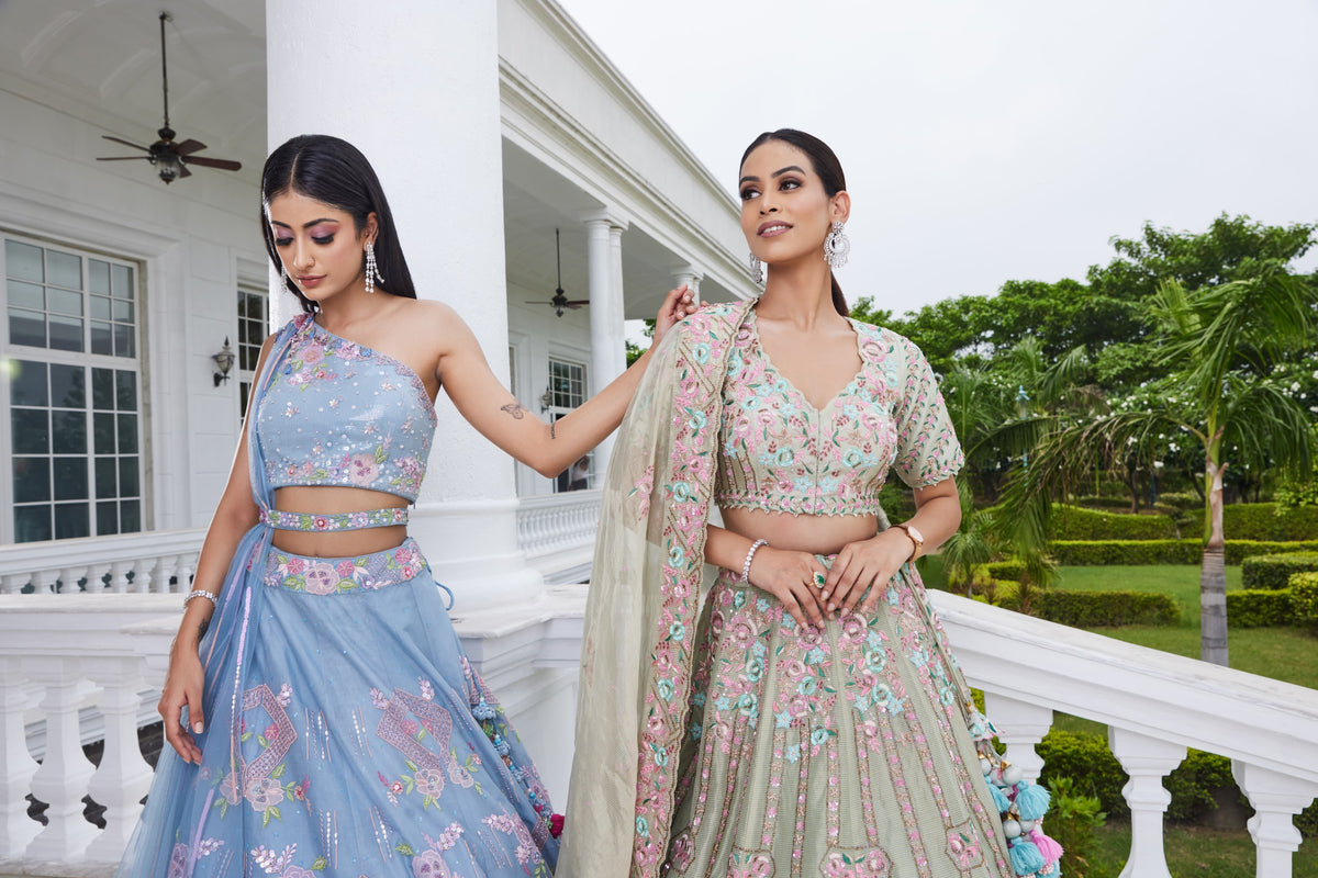 Pista Green Tissue Lehenga