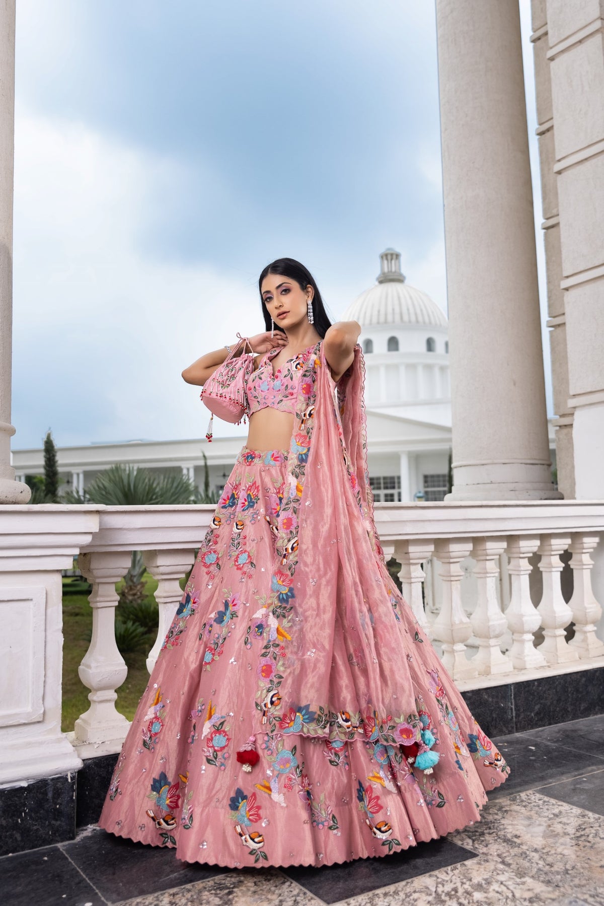 Pink Tissue Lehenga