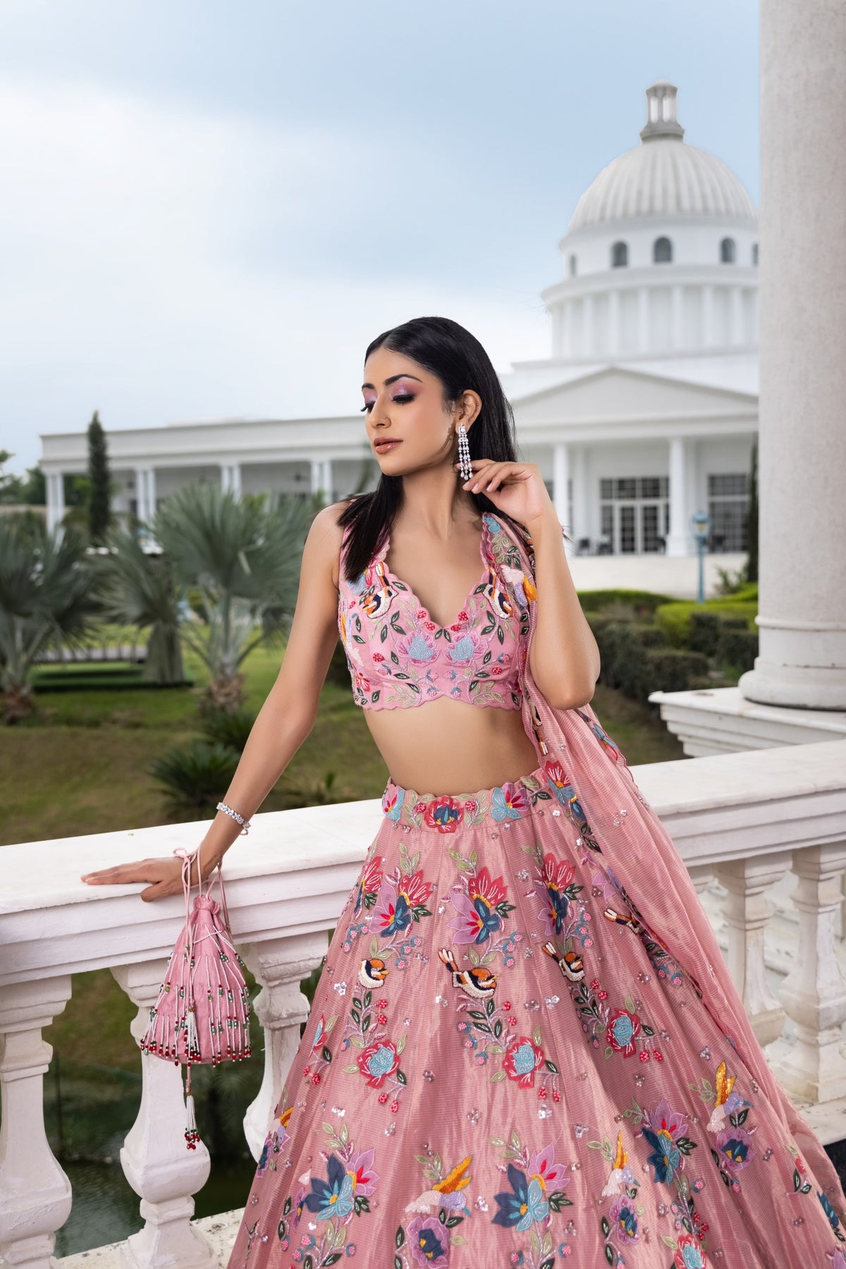 Pink Tissue Lehenga