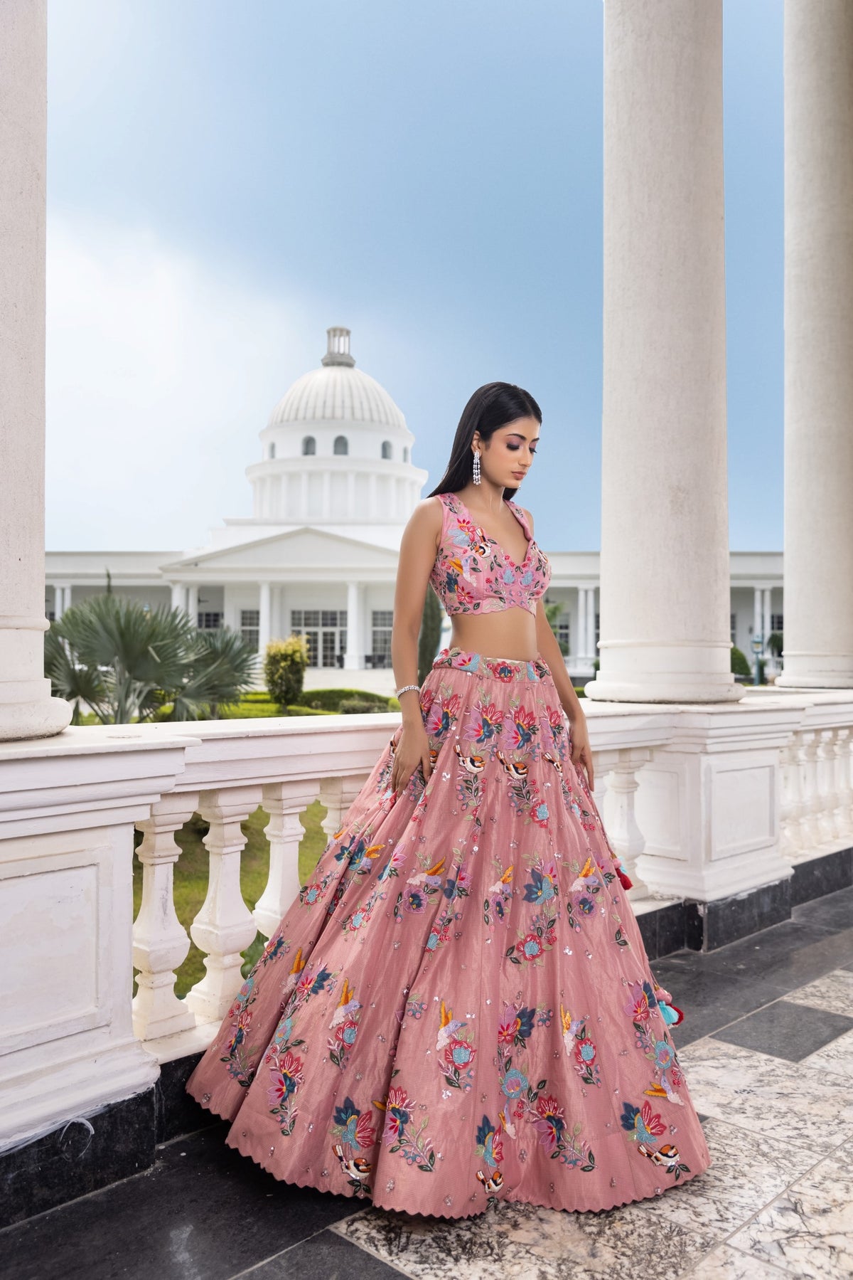 Pink Tissue Lehenga