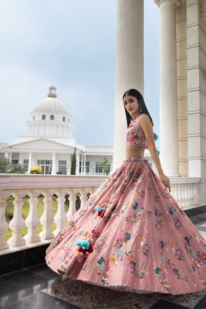 Pink Tissue Lehenga