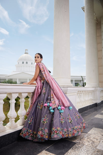 Purple Tissue Lehenga Set
