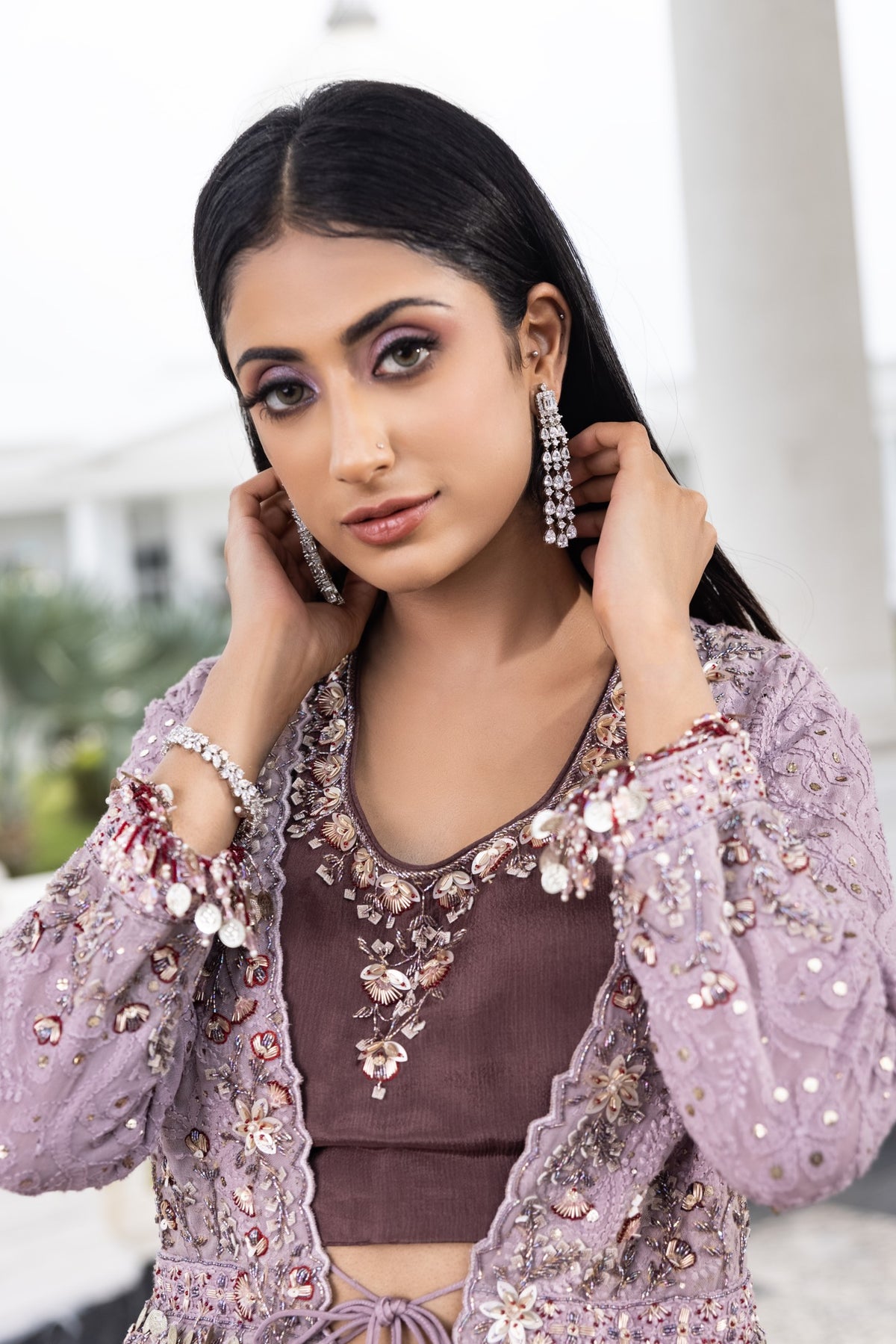 Lakhnavi Front Open Jacket Lehenga