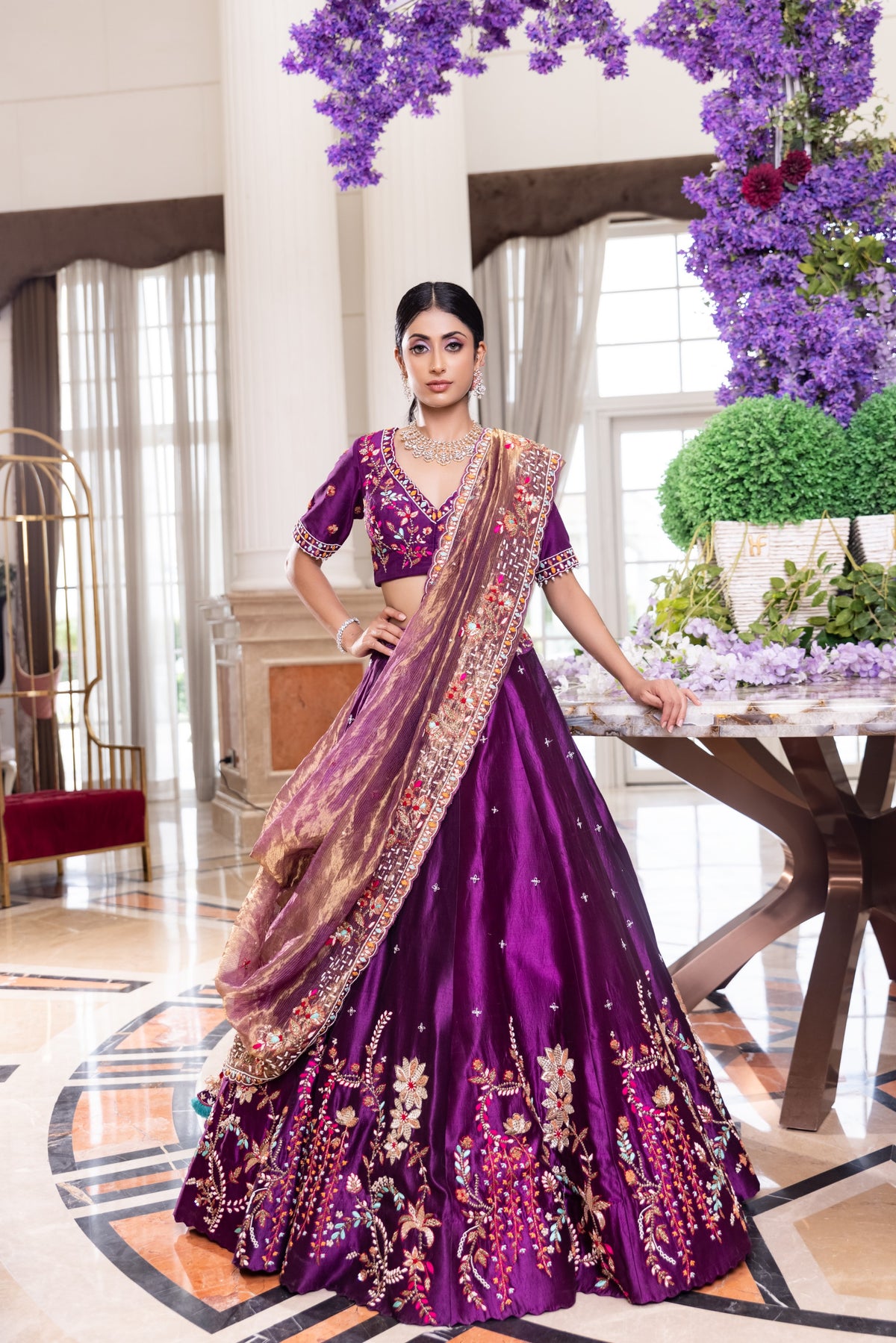Wine Lehenga