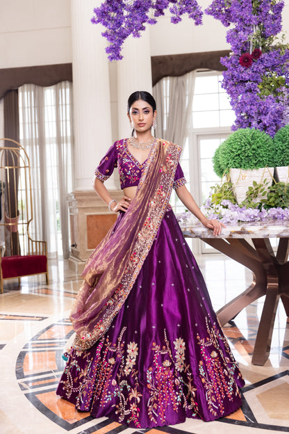 Wine Lehenga