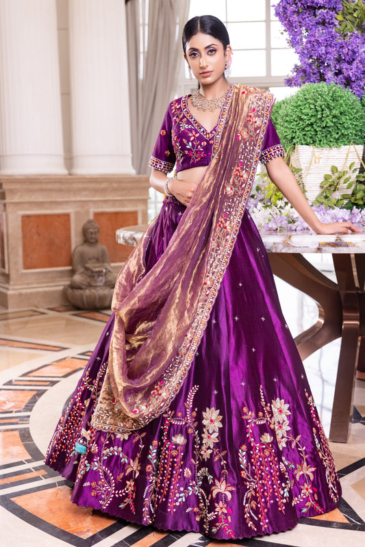 Wine Lehenga