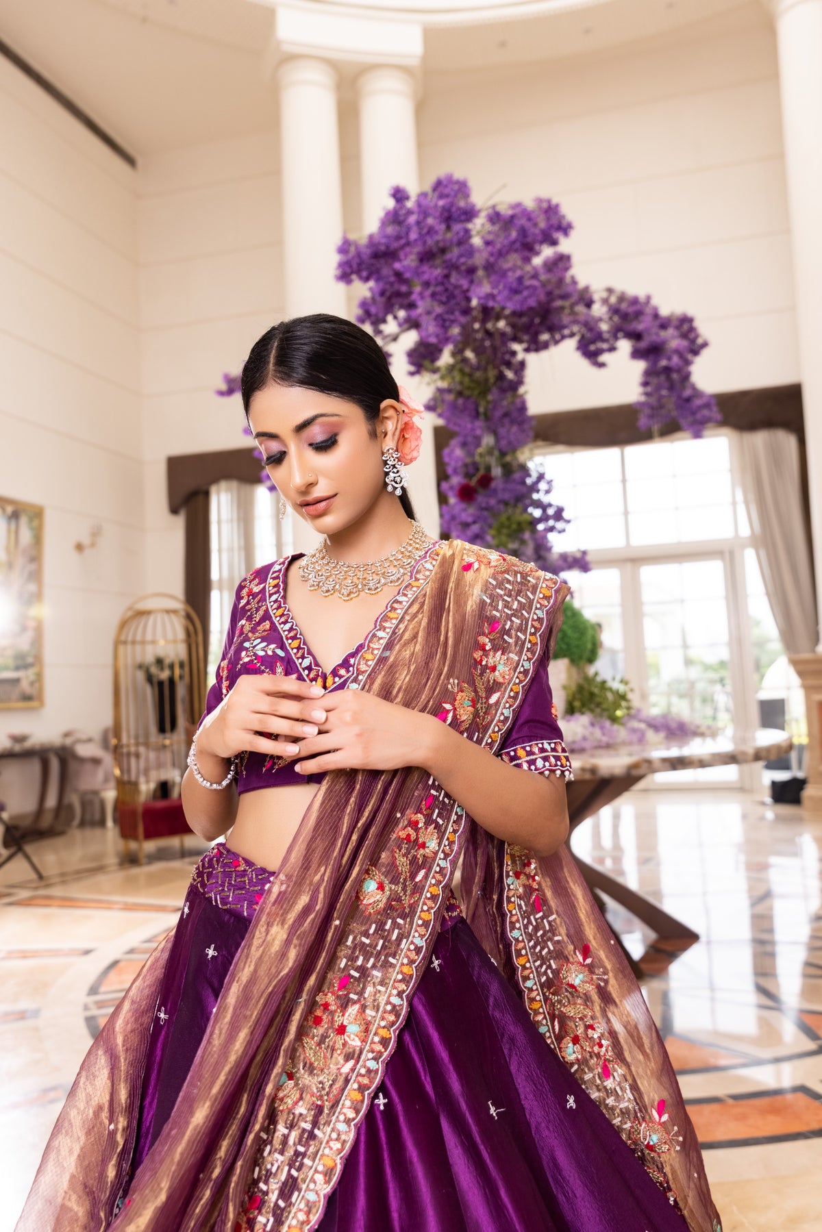 Wine Lehenga