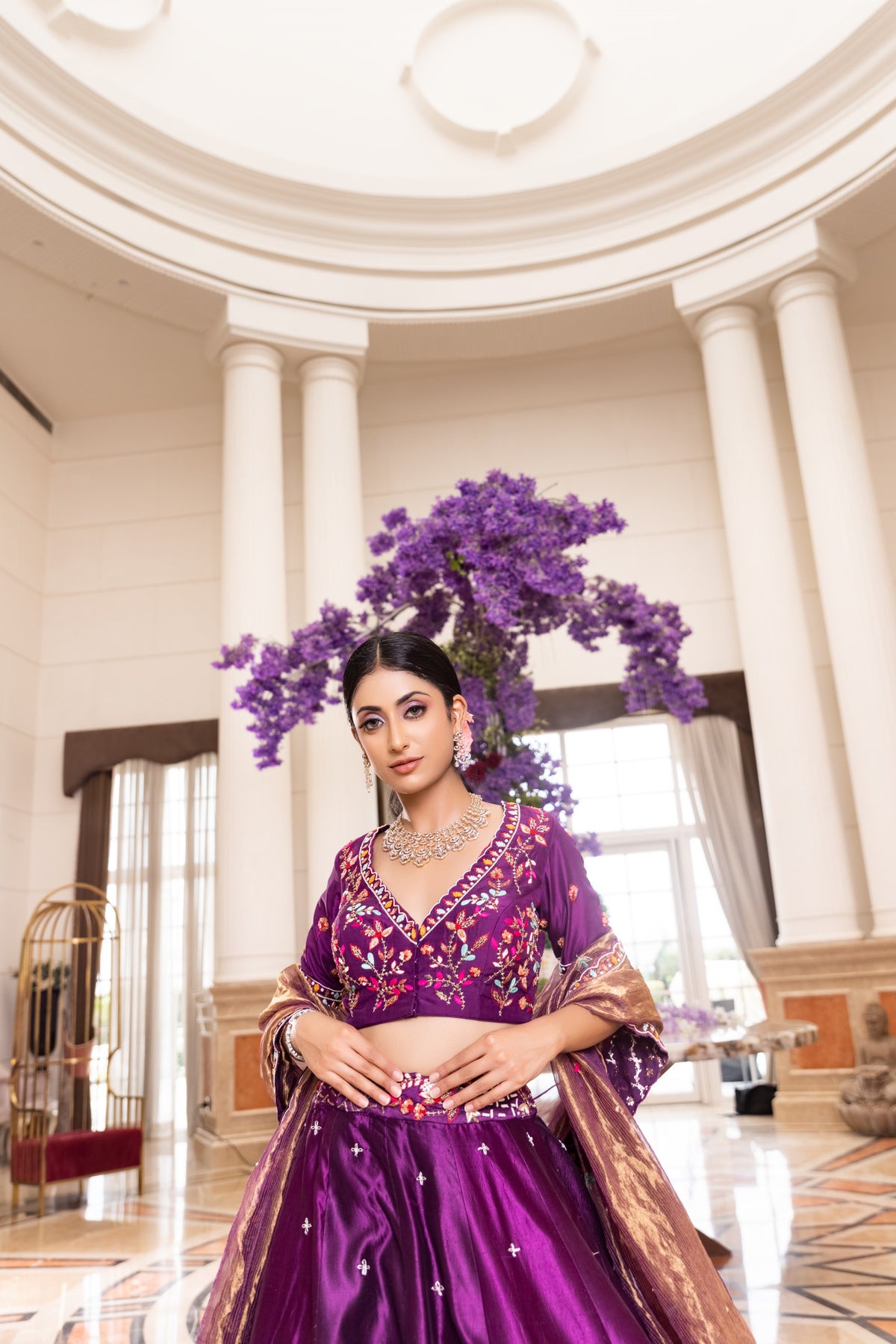 Wine Lehenga