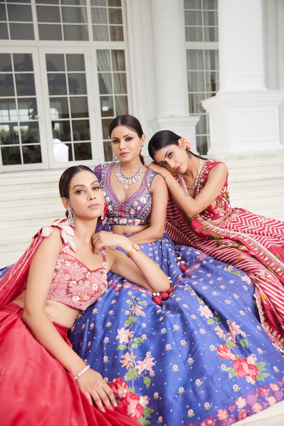 Blue Printed Lehenga Set
