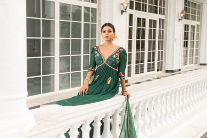 Bottle Green Anarkali