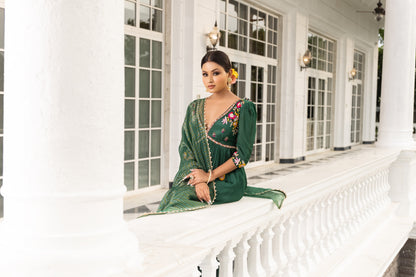 Bottle Green Anarkali