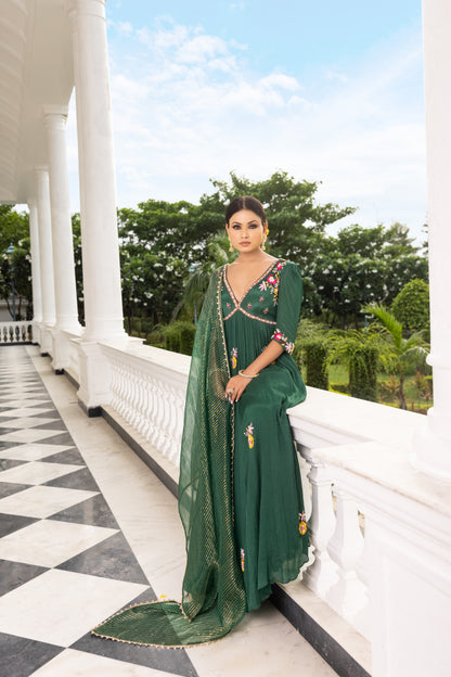 Bottle Green Anarkali