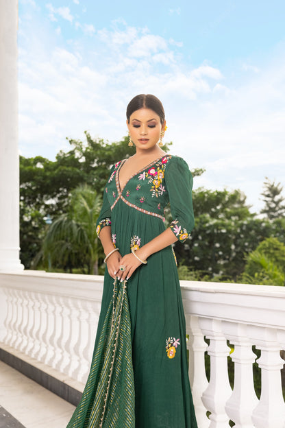 Bottle Green Anarkali