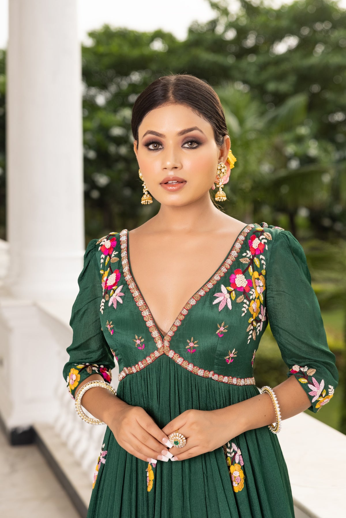 Bottle Green Anarkali