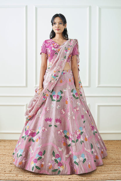Lilac Tissue Lehenga Set
