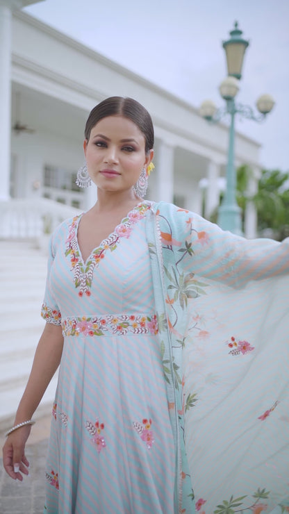 Paithani Printed Mauve Anarkali