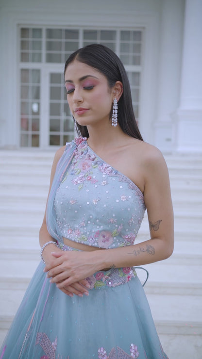 Powder Blue Lehenga Set