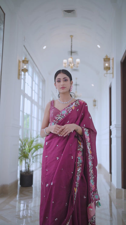 Wine Applique Lehenga